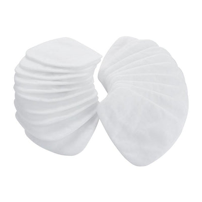 Półokrągły, biały, owalny filtr cząsteczkowy 3M™ 5925, P2 (10 par/opakowanie) od 3M Deutschland GmbH jest przedstawiony na białym tle i oferuje optymalną ochronę przed pyłem.