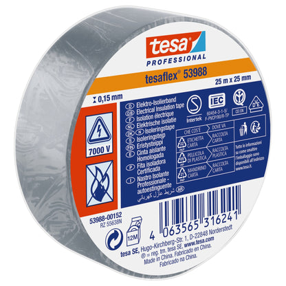 tesa Professional 53988 Isolierband 7000V grau, 25 m x 25 mm