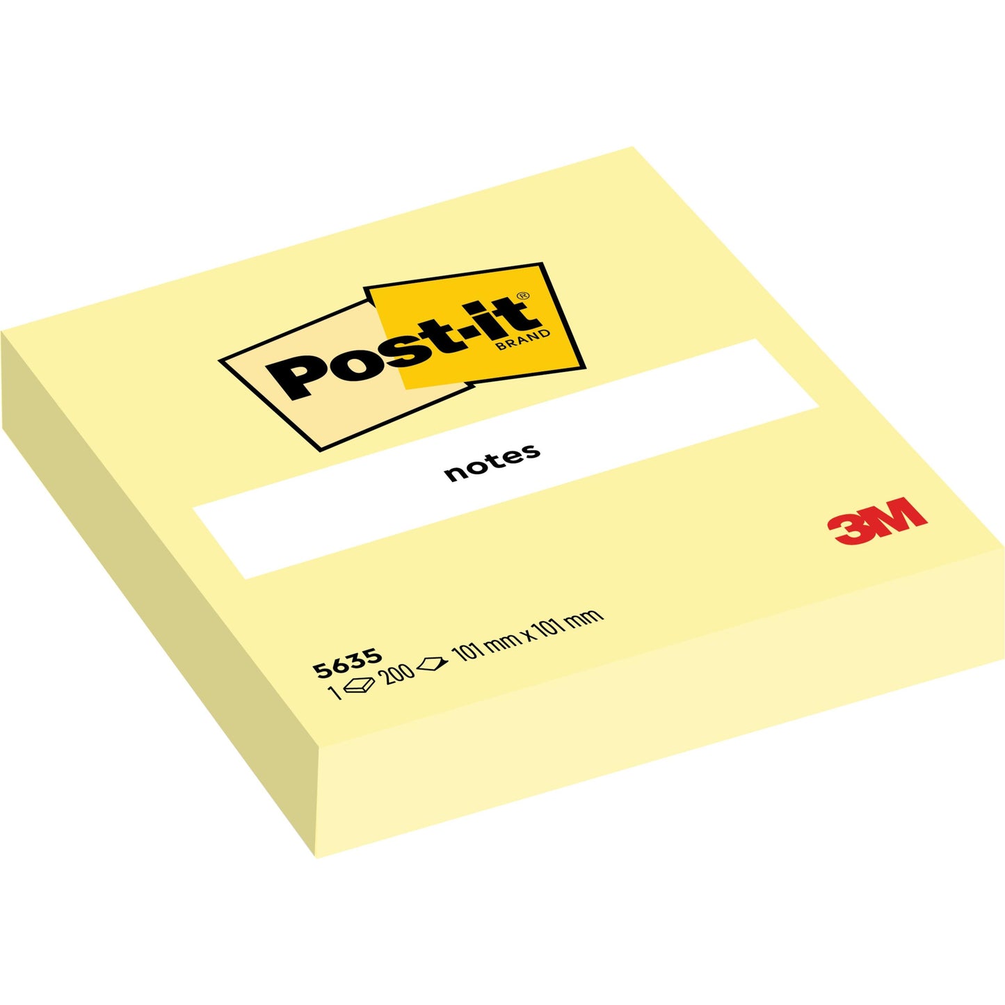 Blok karteczek Post-it® Notes firmy 3M Deutschland GmbH w kolorze żółtym ma 200 arkuszy (101 x 101 mm), idealny do potrzeb biurowych. Blok nosi etykietę "notes", jest w 100% certyfikowany przez PEFC (SGSCH-PEFC-COC-110078) i zawiera wszystkie logo marki.