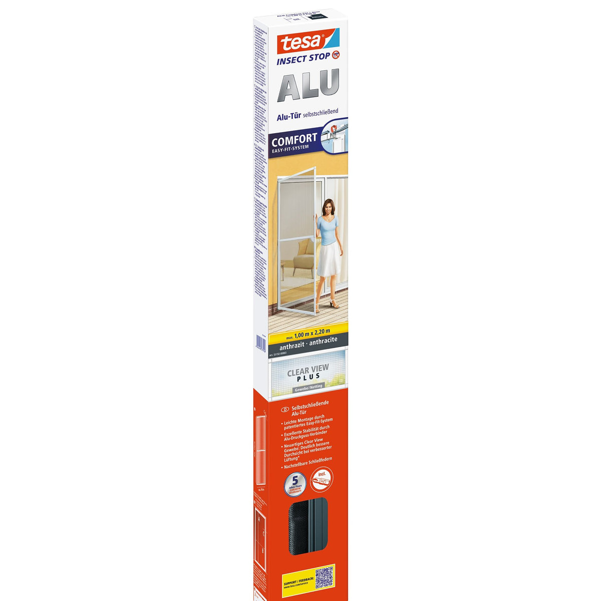 tesa ALU Comfort TÜREN Aluminium-Rahmen anthrazit, 100 x 220 cm