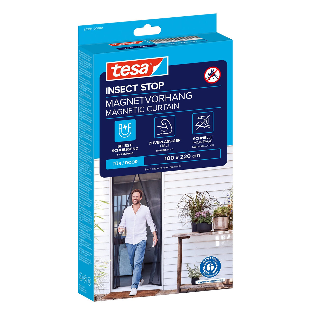 tesa INSECT STOP Magnetvorhang für Türen anthrazit, 100 x 220 cm
