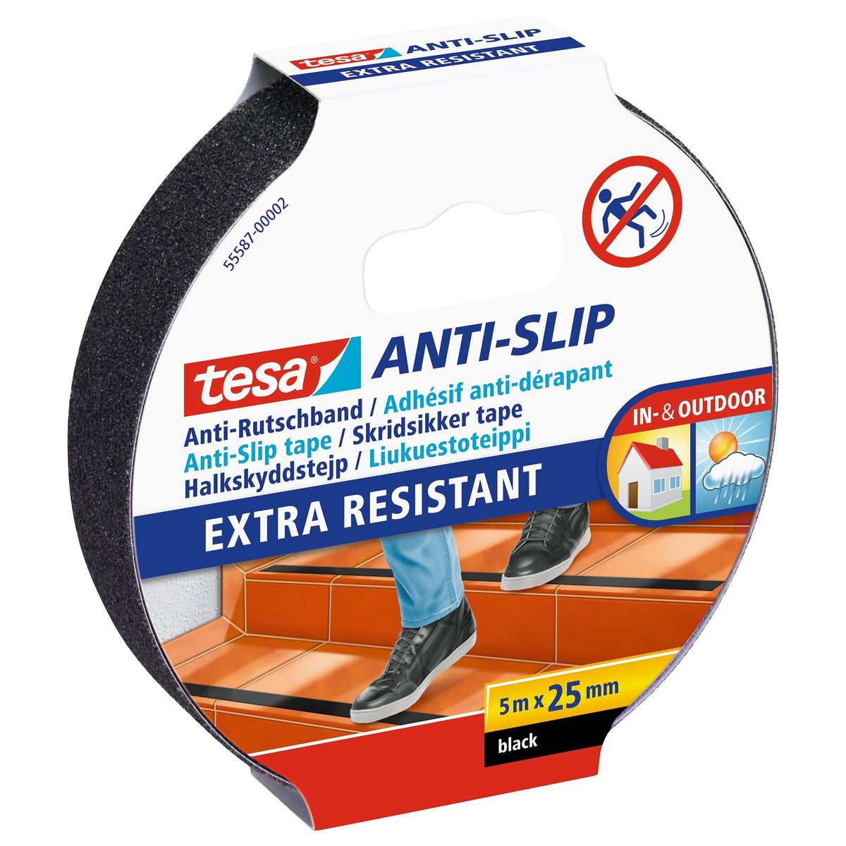 tesa Anti-Rutschband schwarz, 5 m x 25 mm