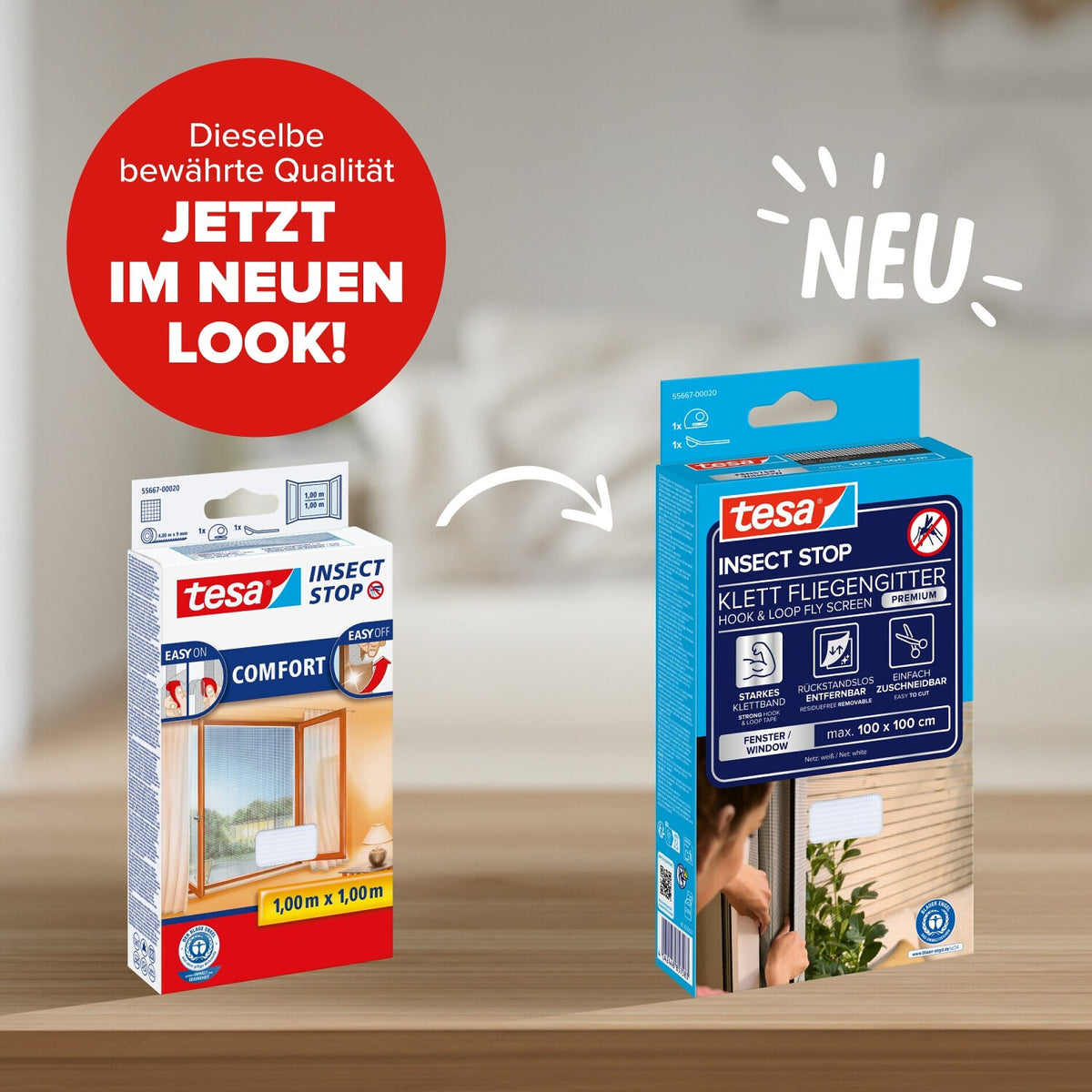 tesa INSECT STOP Klett Fliegengitter Premium für Fenster, weiß – Produktmerkmale