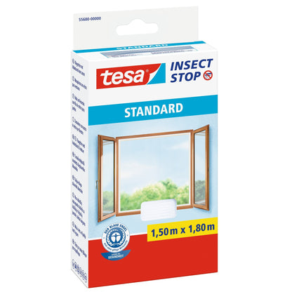 tesa STANDARD Fliegennetz für Fenster, weiß 150 x 180 cm