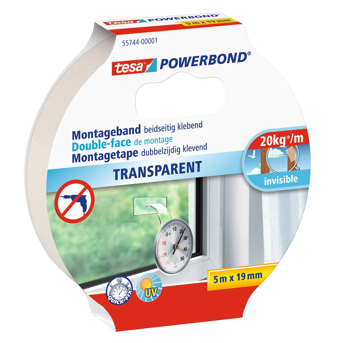 tesa Powerbond TRANSPARENT Montageband 5 m x 19 mm
