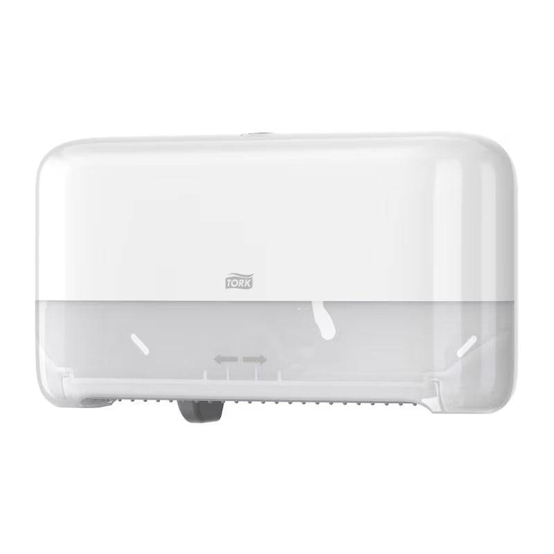 Tork OptiServe® dozownik do papieru toaletowego bezdętkowego w podwójnej rolce, biały T7