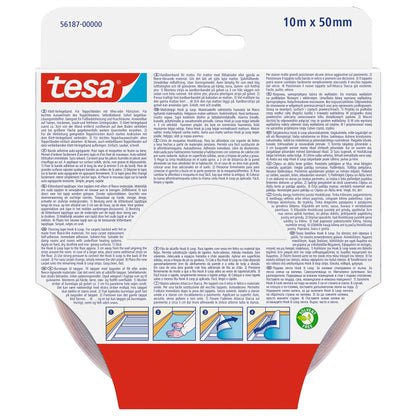 tesa On & Off Klett-Verlegeband, 10 m x 50 mm, weiß