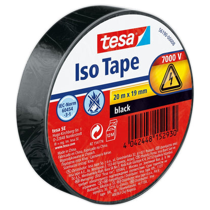 Taśma izolacyjna tesa SPVC do instalacji elektrycznych, czarna, 20 m x 19 mm
