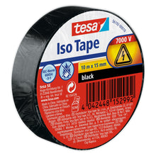tesa Isolierband, 10 m x 15 mm, mit Etikett schwarz