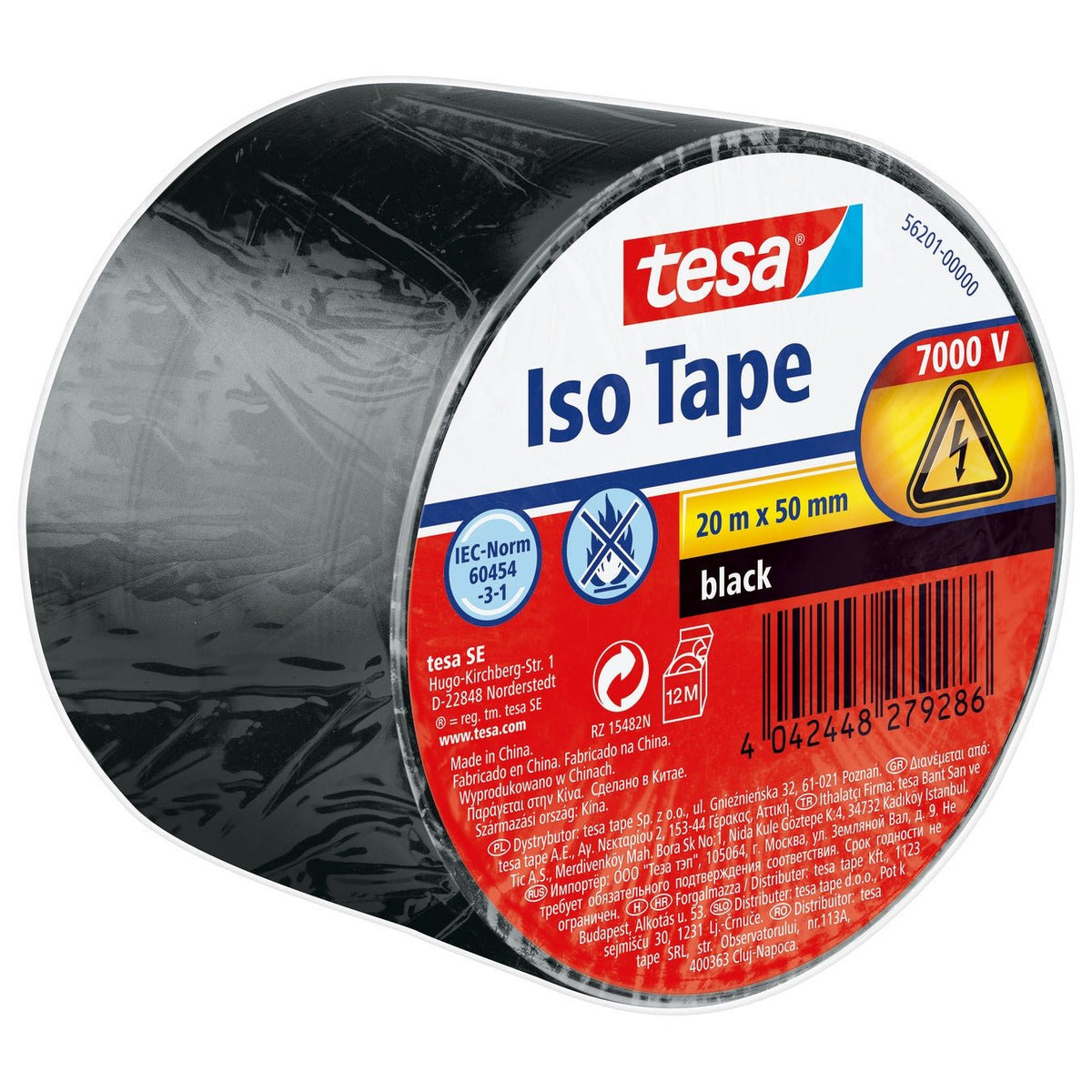 Taśma izolacyjna tesa SPVC do instalacji elektrycznych, czarna, 20 m x 50 mm