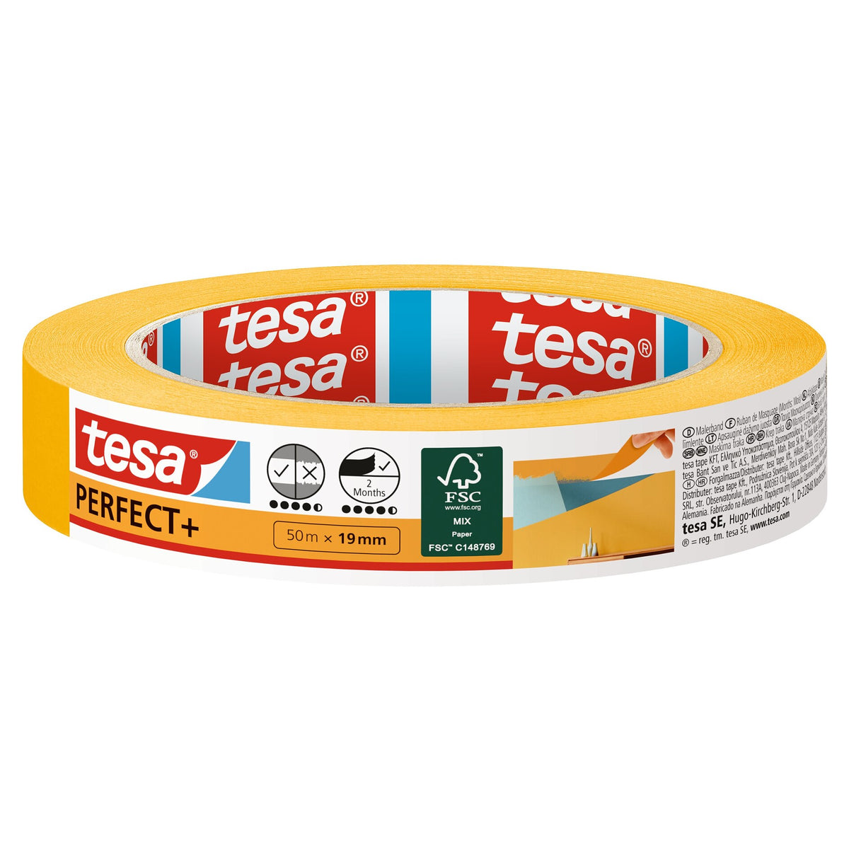tesa Perfect+ Malerband, orange 50 m x 19 mm