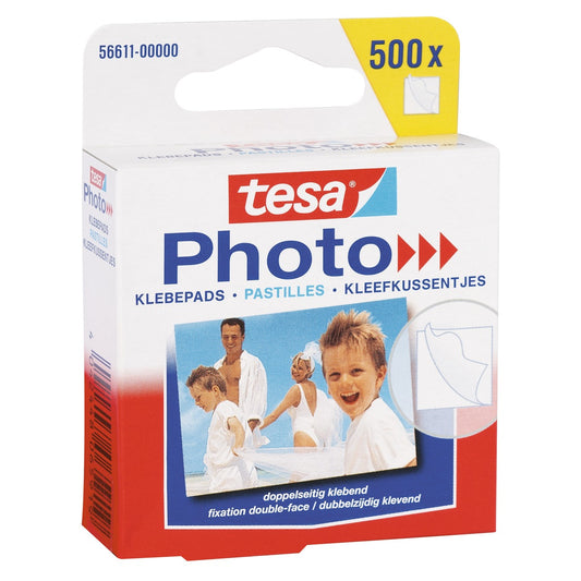 Podkładki samoprzylepne tesa Photo, białe, dwustronnie samoprzylepne, 500 sztuk