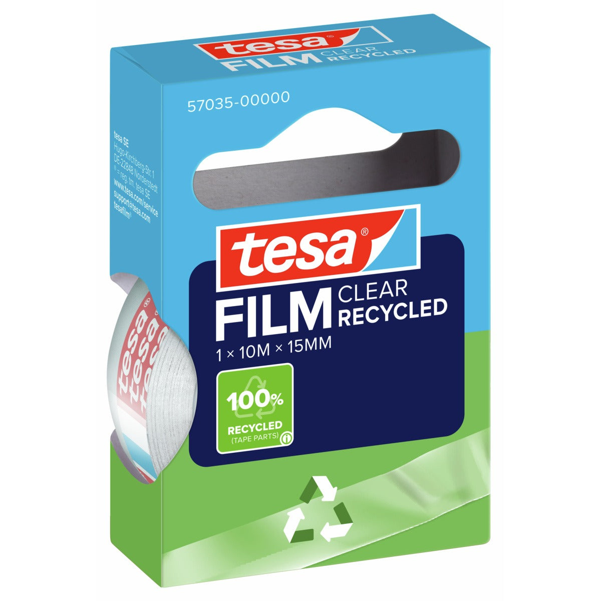 tesafilm CLEAR RECYCLED, 10 m x 15 mm, transparent, 1 Rolle