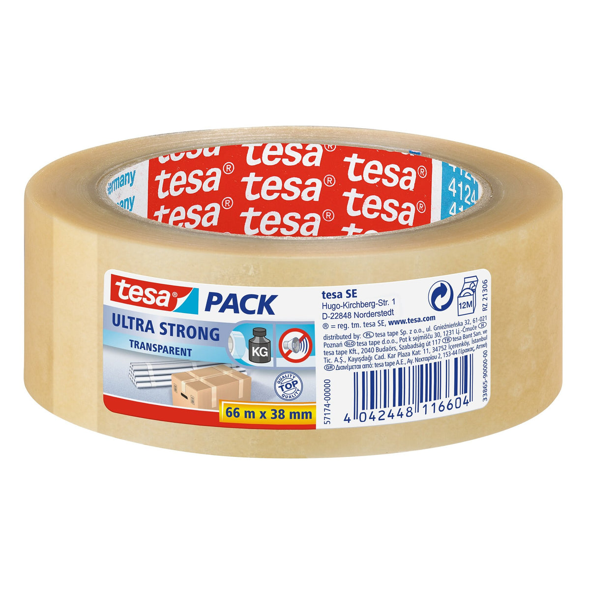 tesapack Ultra Strong Packband transparent, 66 m x 38 mm