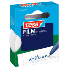 tesafilm 57312 Invisible, składane pudełko do zawieszania, 33 m x 19 mm, białe matowe