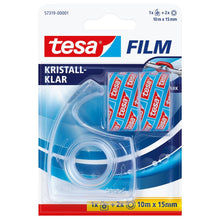Ręczny podajnik taśmy tesafilm + 2 rolki krystalicznie czystej, przezroczystej taśmy
