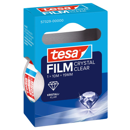 tesafilm CRYSTAL CLEAR, transparent, in Hängefaltschachtel 10 m x 19 mm