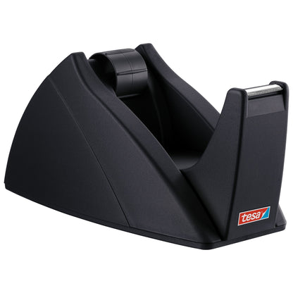 tesa 57421 Easy Cut Tischabroller, leer, für Rollen bis 33m x 19mm, schwarz