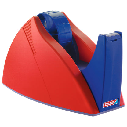 tesa 57422 Easy Cut Tischabroller, leer, für Rollen bis 66m x 25mm, rot-blau