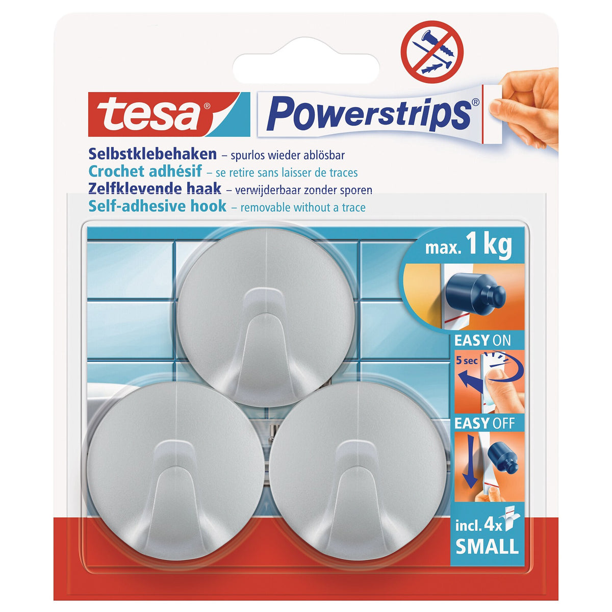 tesa Powerstrips Haken Small Rund matt-chrom