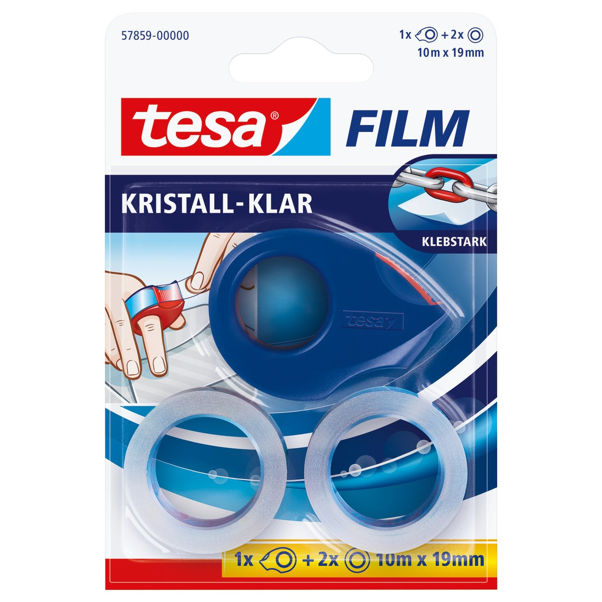 tesafilm 57859 Mini Abroller mit 2 Rollen tesafilm Crystal Clear, transparent