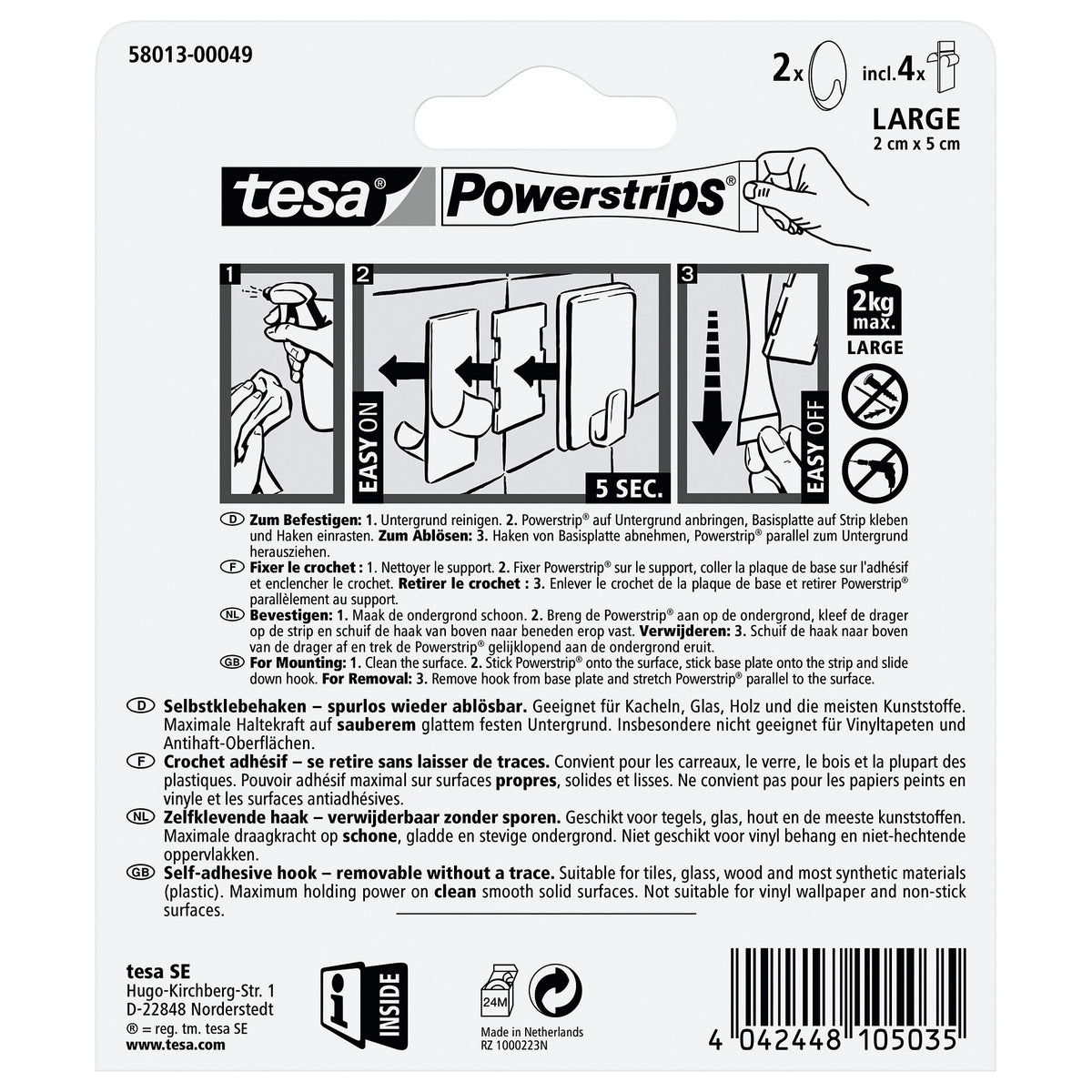 tesa Powerstrips Haken Large OVAL weiß