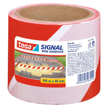 tesa 58137PE Signal – taśma ostrzegawcza bezklejowa, 100 m x 80 mm, czerwono-biała