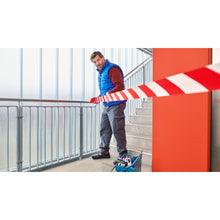 tesa 58137PE Signal – taśma ostrzegawcza bezklejowa, 100 m x 80 mm, czerwono-biała – zastosowanie