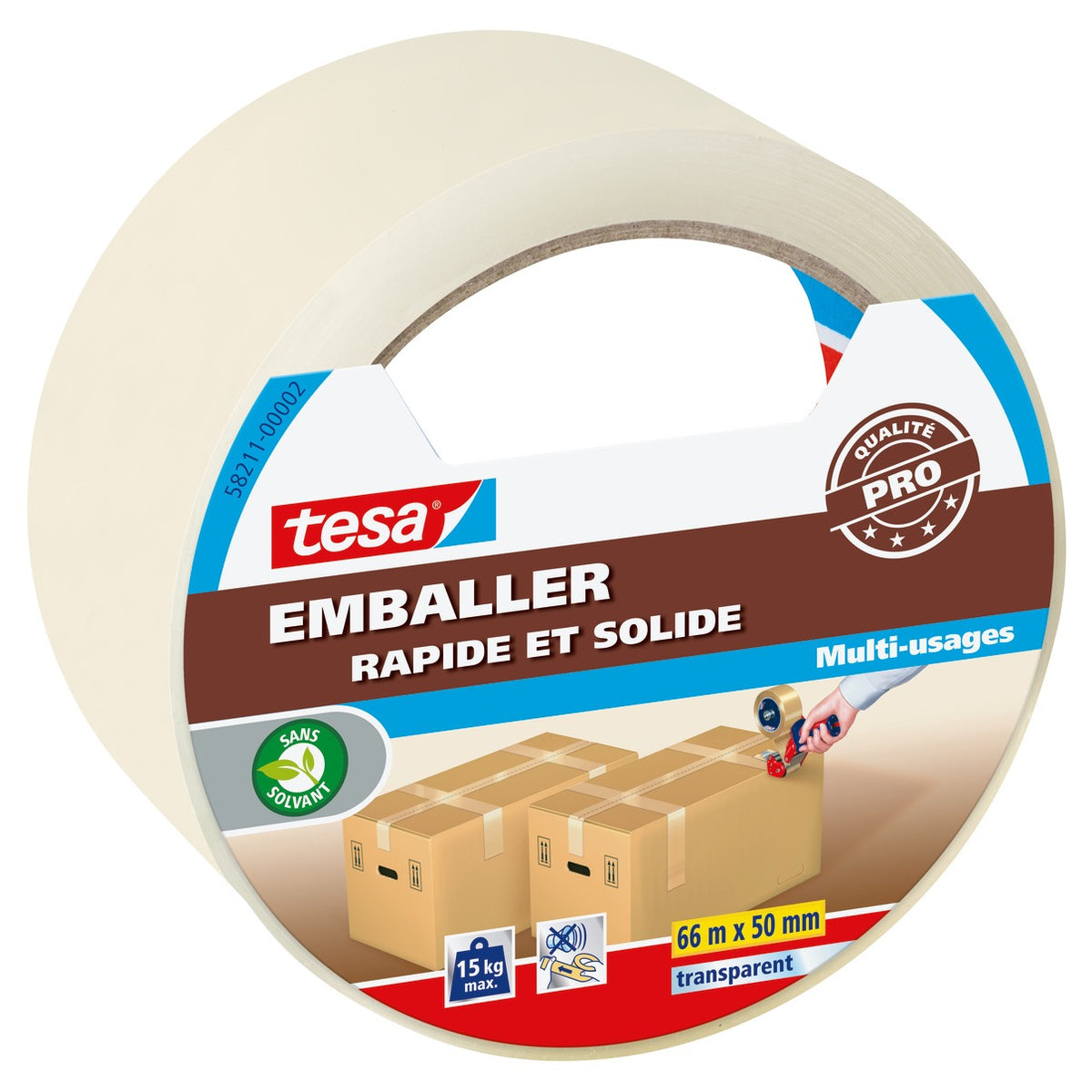 tesapack PP low noise, 66 m x 50 mm, transparent, FR