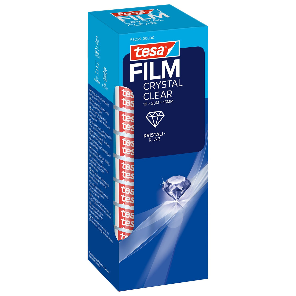 tesafilm CRYSTAL CLEAR, transparent 33 m x 15 mm, 10 Rollen