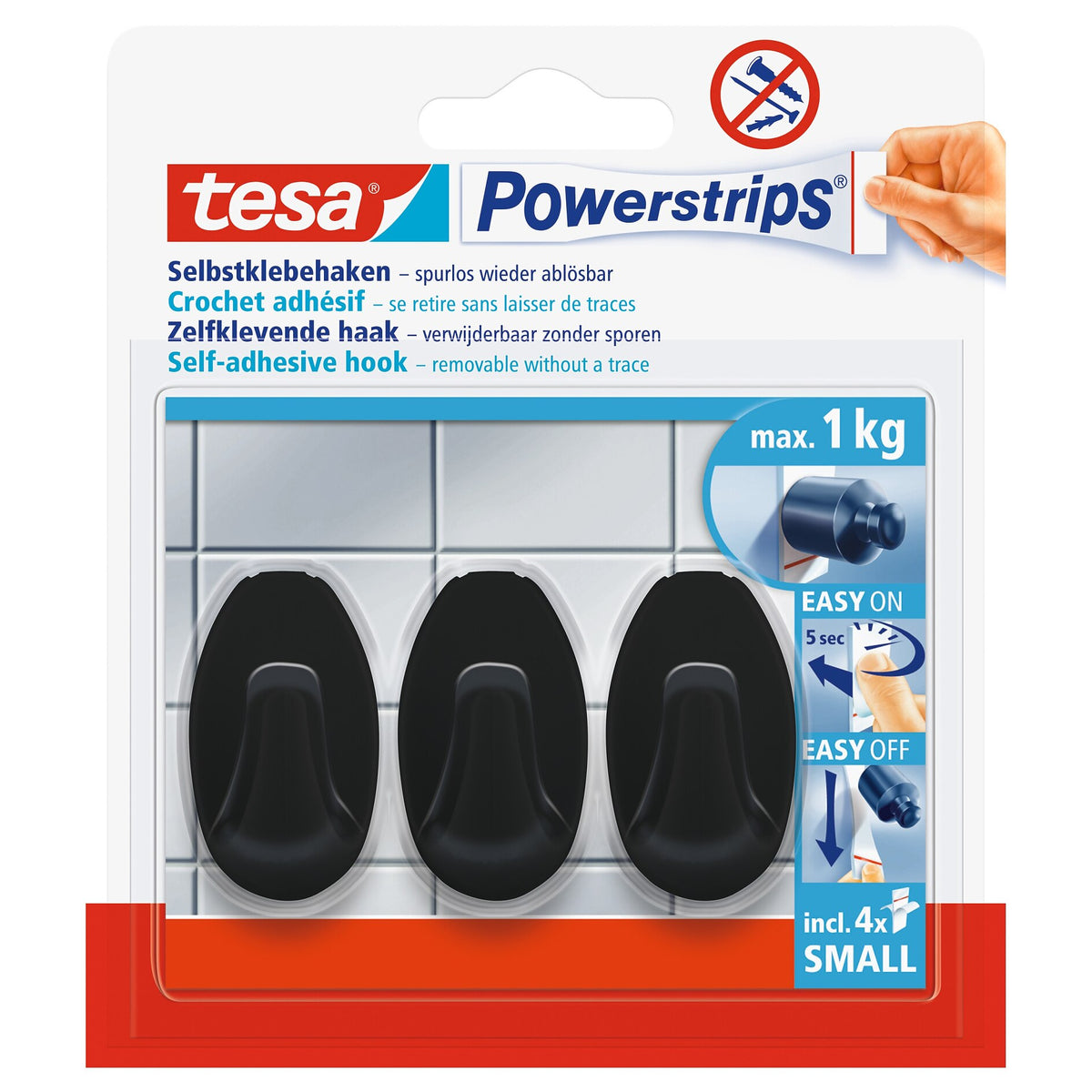 tesa Powerstrips Haken Small Oval schwarz