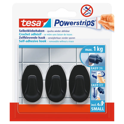 tesa Powerstrips Haken Small Oval schwarz
