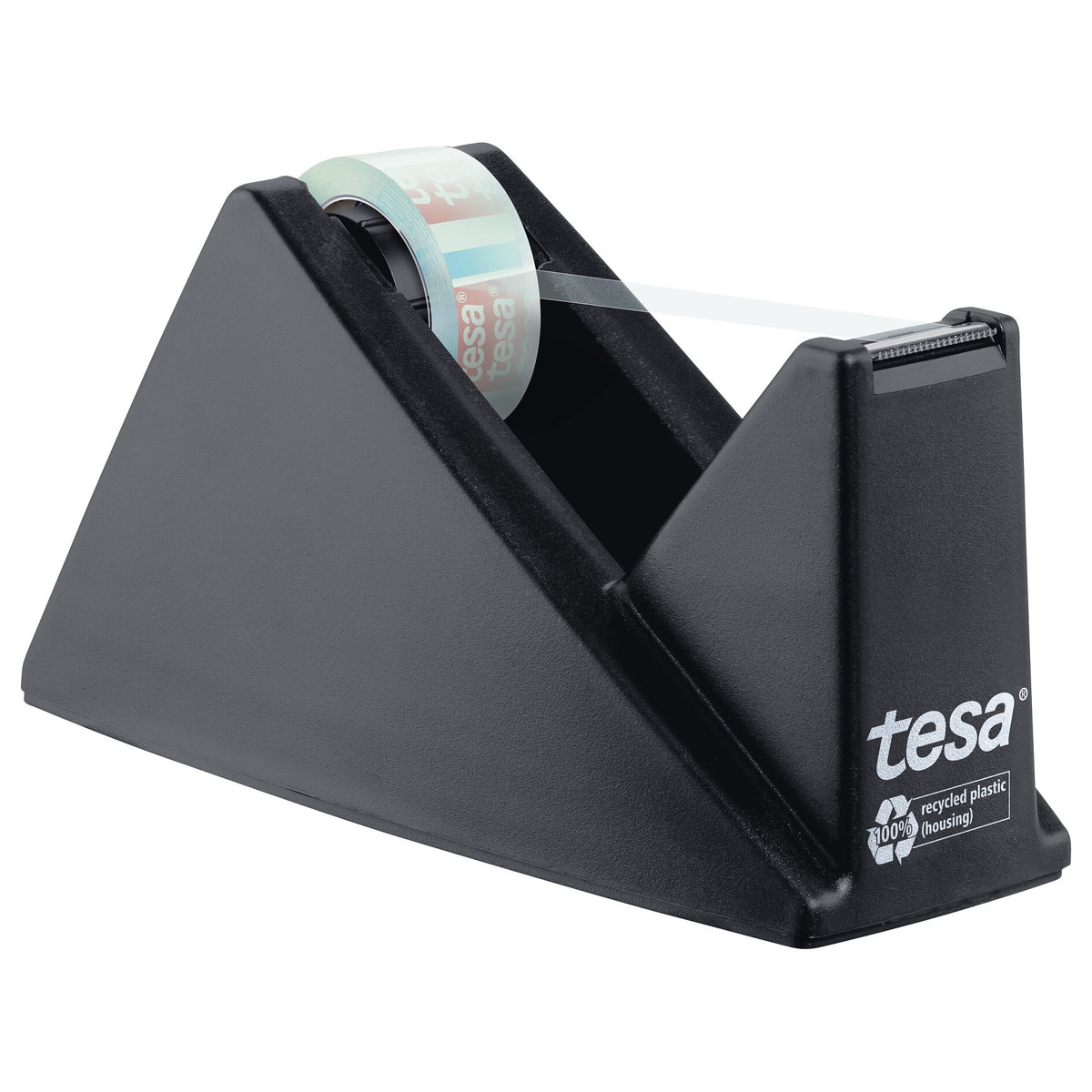 tesa DESK DISPENSER ECONOMY RECYCLED Tischabroller mit tesafilm CRYSTAL RECYCLED, transparent