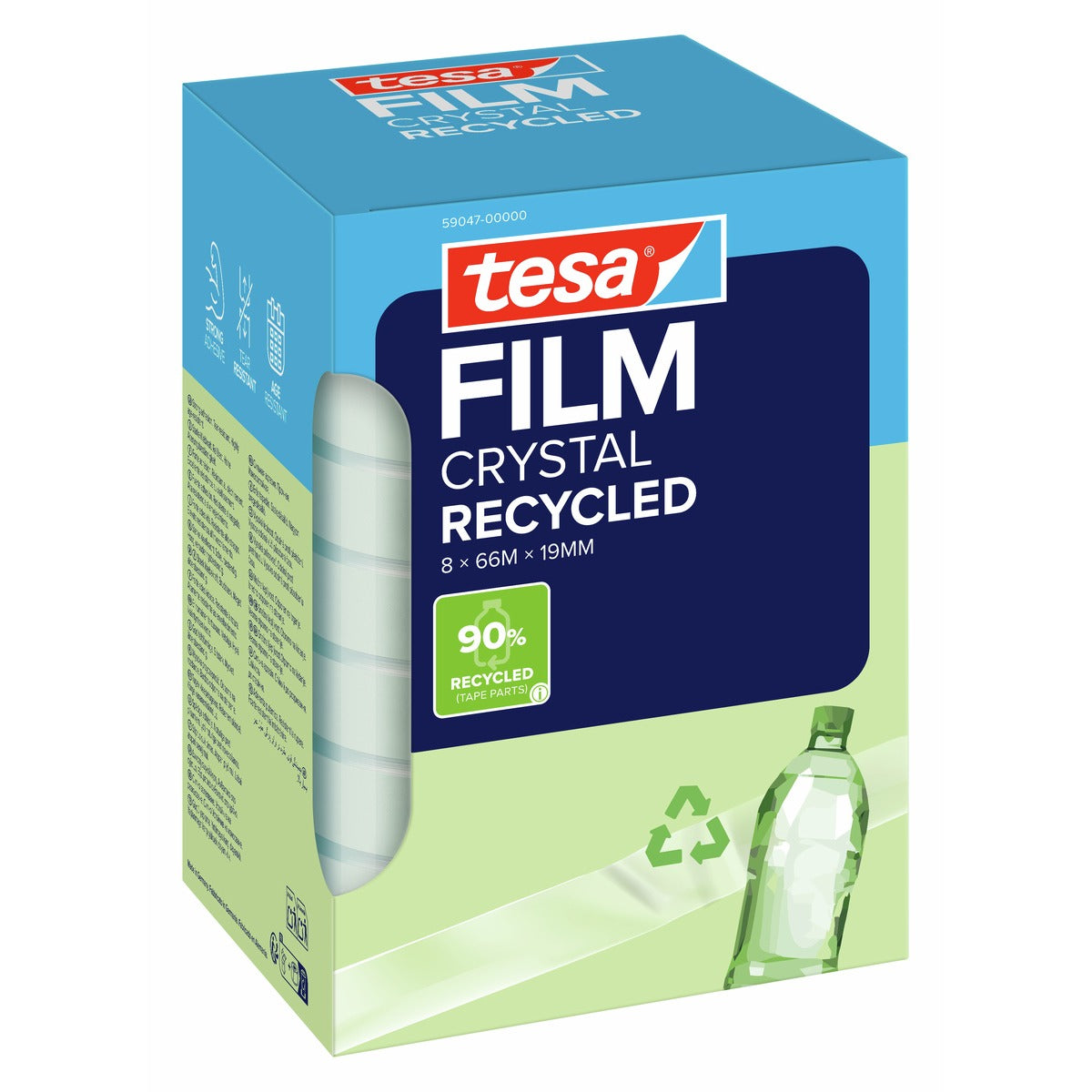 tesafilm CRYSTAL RECYCLED, 66 m x 19 mm, transparent