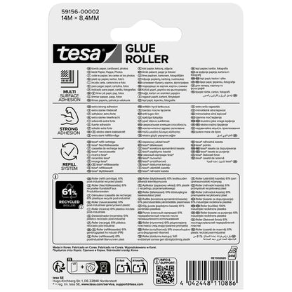 tesa GLUE ROLLER Permanent, transparent, Nachfüllung, ecoLogo, 14 m x 8,4 mm, Art.-Nr. 59156-00002-06