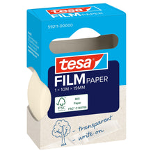 Taśma Tesafilm PAPER, przezroczysta, w wiszącym pudełku składanym, 10 m x 19 mm