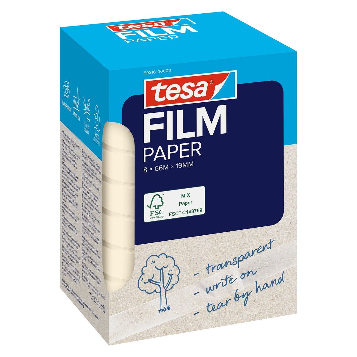 tesafilm PAPER, transparent 66 m x 19 mm