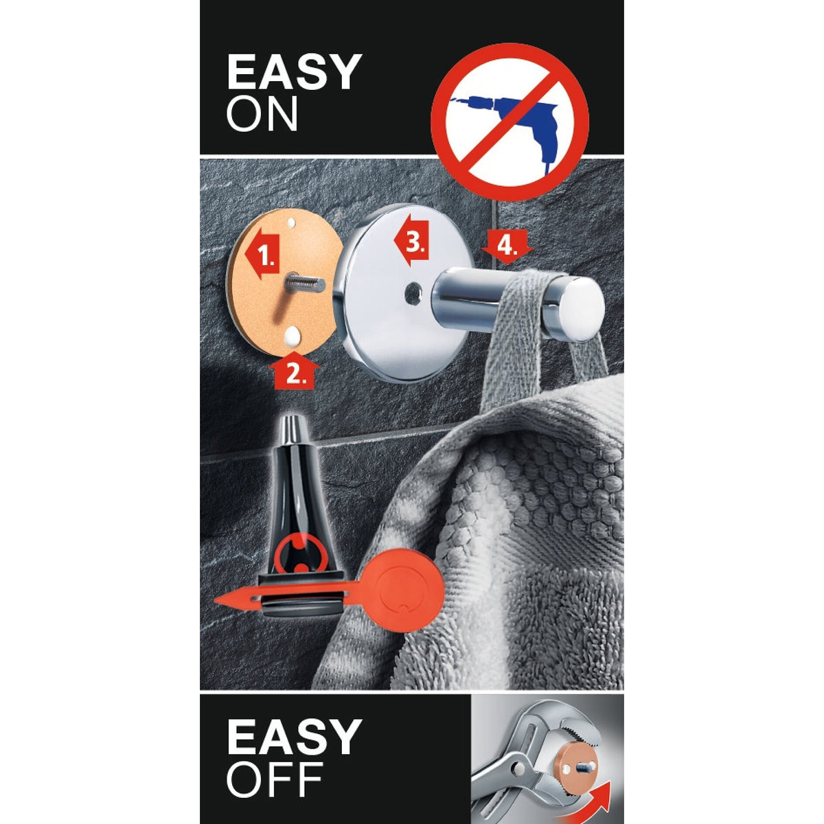 tesa Powerbutton Classic Haken Eckig – Produktmerkmale