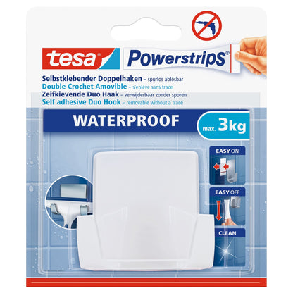 tesa Powerstrips Waterproof Duohaken Wave, weiß