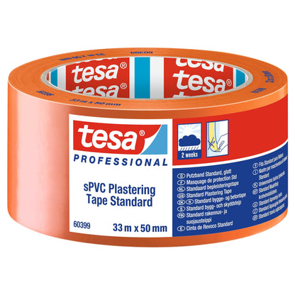 tesa Professional 60399 Putzband sPVC Standard glatt orange, 33 m x 50 mm