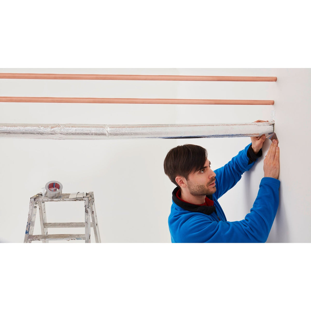 tesa 60632 Alu Aluminiumklebeband mit Liner, 50 m x 50 mm, silber-matt – Anwendung