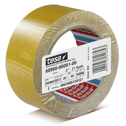 tesa 60960 kratzfestes PET Bodenmarkierungsband, 20 m x 50 mm gelb