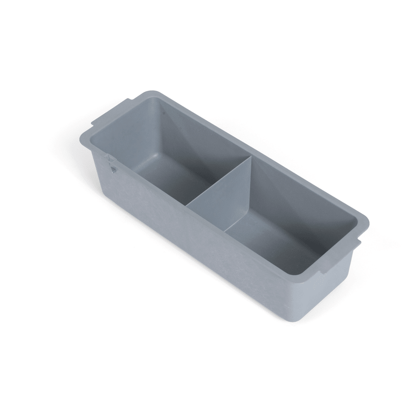 Wąska półka Numatic o głębokości 120 mm z przegródkami, szara | Opakowanie (1 szt.)