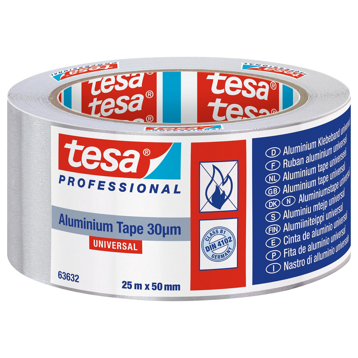 tesa Professional 63632 ALU-Band Universal, silber-grau 25 m x 50 mm