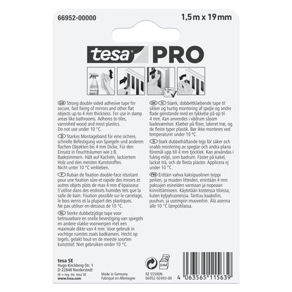 tesa PRO 66952 Mounting Spiegel, weiß 1,5 m x 19 mm