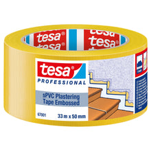 tesa Professional 67001 Putzband sPVC quergerillt, gelb 33 m x 50 mm