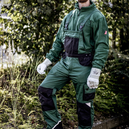 NITRAS MOTION TEX PLUS, ogrodniczki, zielono-czarne