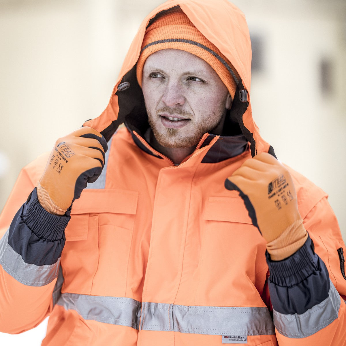 NITRAS MOTION TEX VIZ PLUS, kurtka pilotka odblaskowa, w kolorze neonowego pomarańczu / granatu