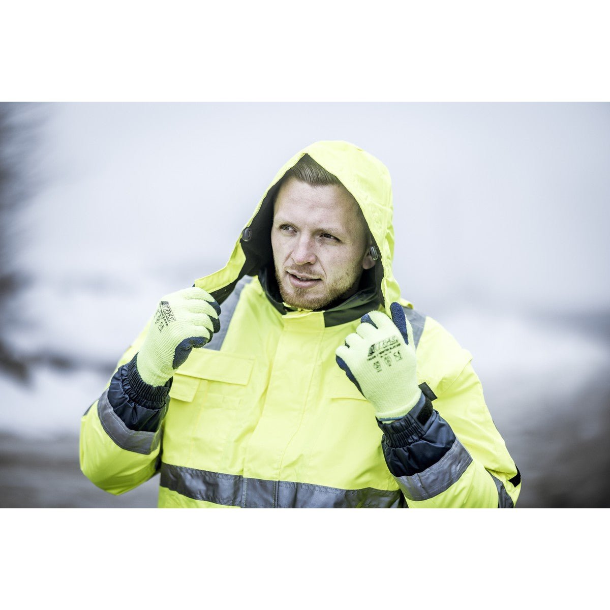 NITRAS WINTER BLOCKER, rękawiczki zimowe, neonowożółty/niebieski