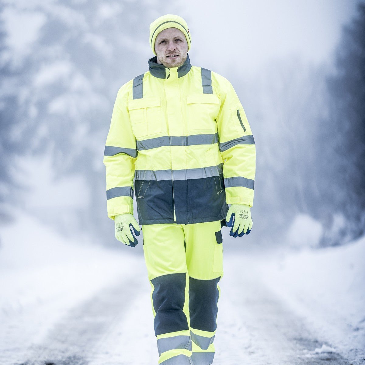 NITRAS MOTION TEX VIZ, parka odblaskowa, w kolorze neonowożółtym/granatowym